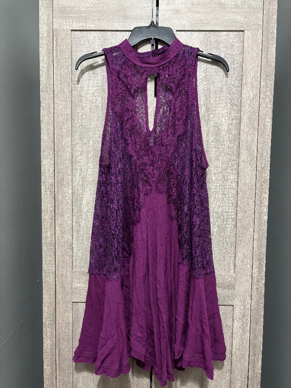 Free People Tell Tale Heart Plum Purple Lace Tunic Length Top or Dress